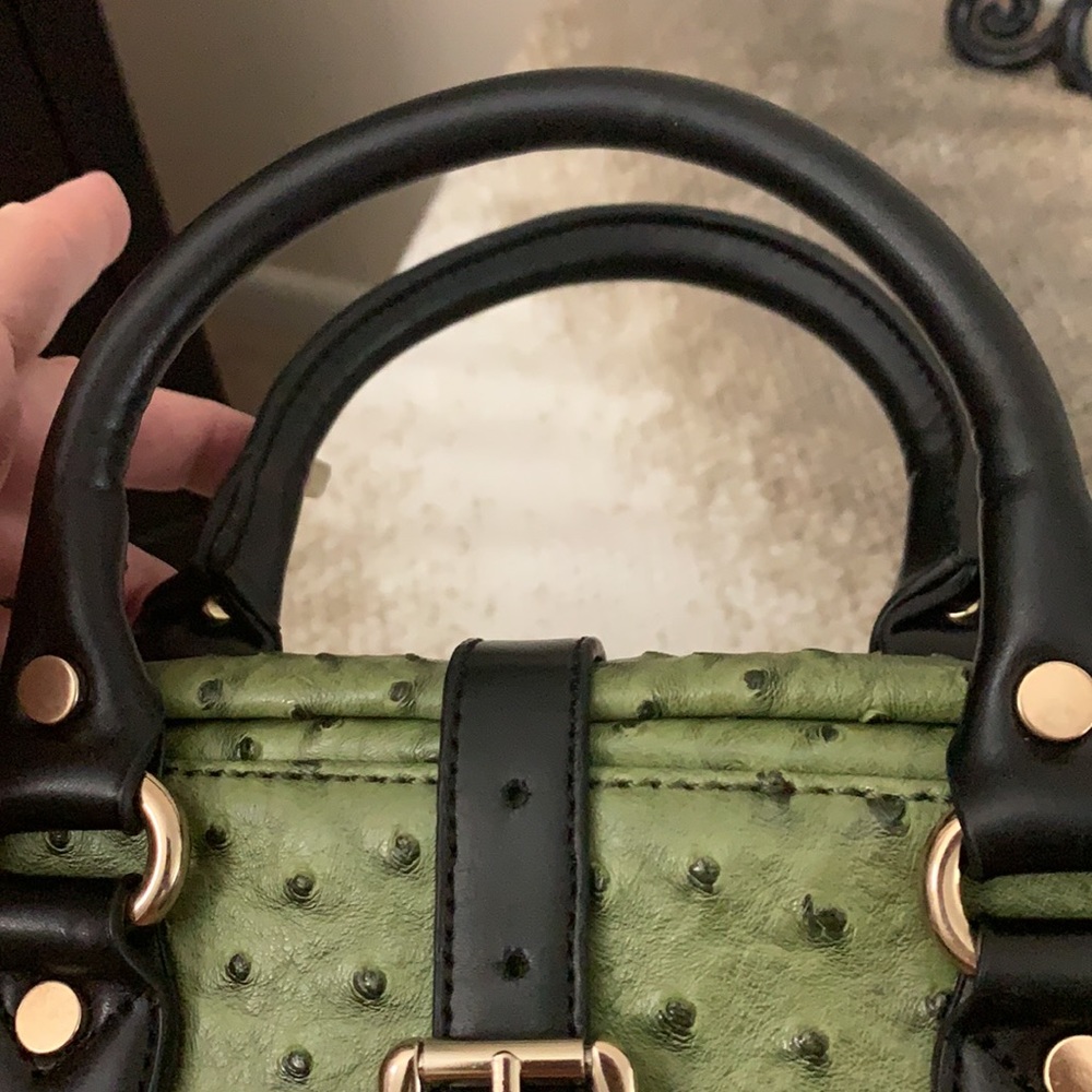 Green Ostrich-Embossed Handbag - Picture 5 of 10